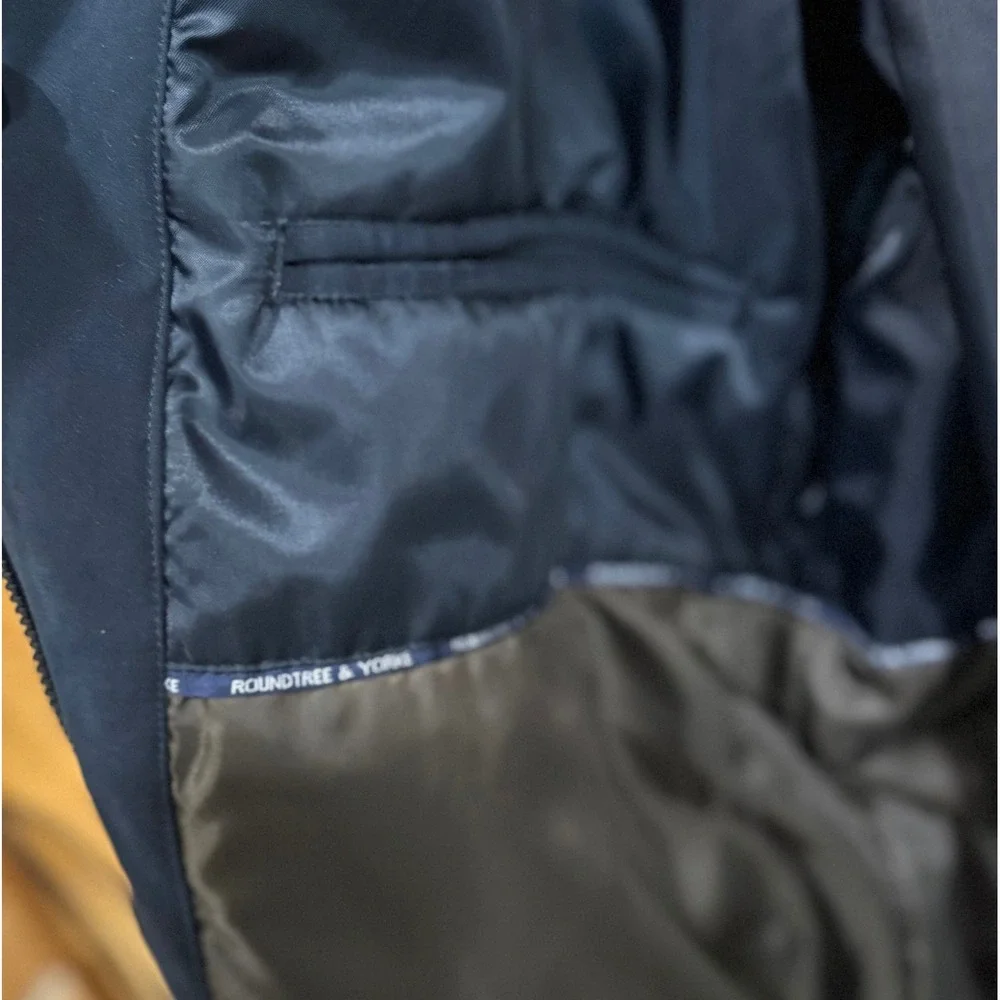 Roundtree & Yorke Mens Navy Blue Full Zip Microfiber Bomber Jacket Large L